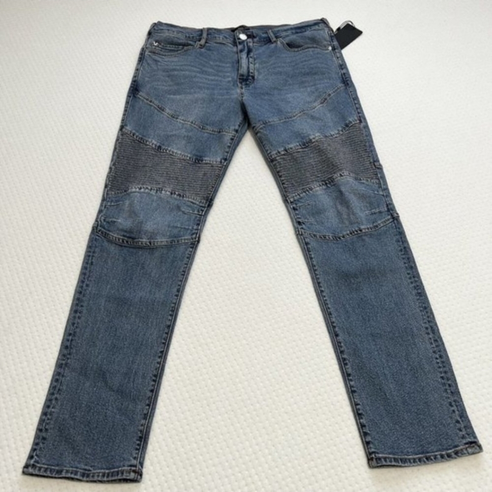 True Religion Jeans ROCCO MOTO STITCH Skinny‎ Medium Duster Men’s Size 36x32 NEW
